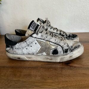 GOLDEN GOOSE GGDB MAY White Black Leather Distressed EU 36Women Sneakers